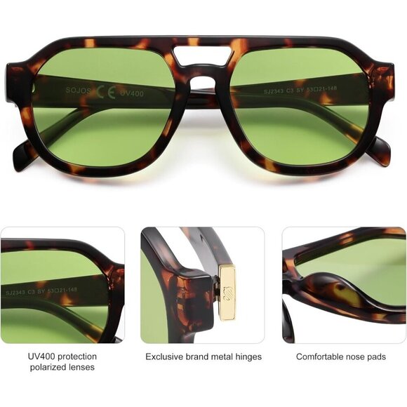 Vintage Polarized Aviator Sunglasses Women UV400 Protect UV Rays Trendy Shades main image 5